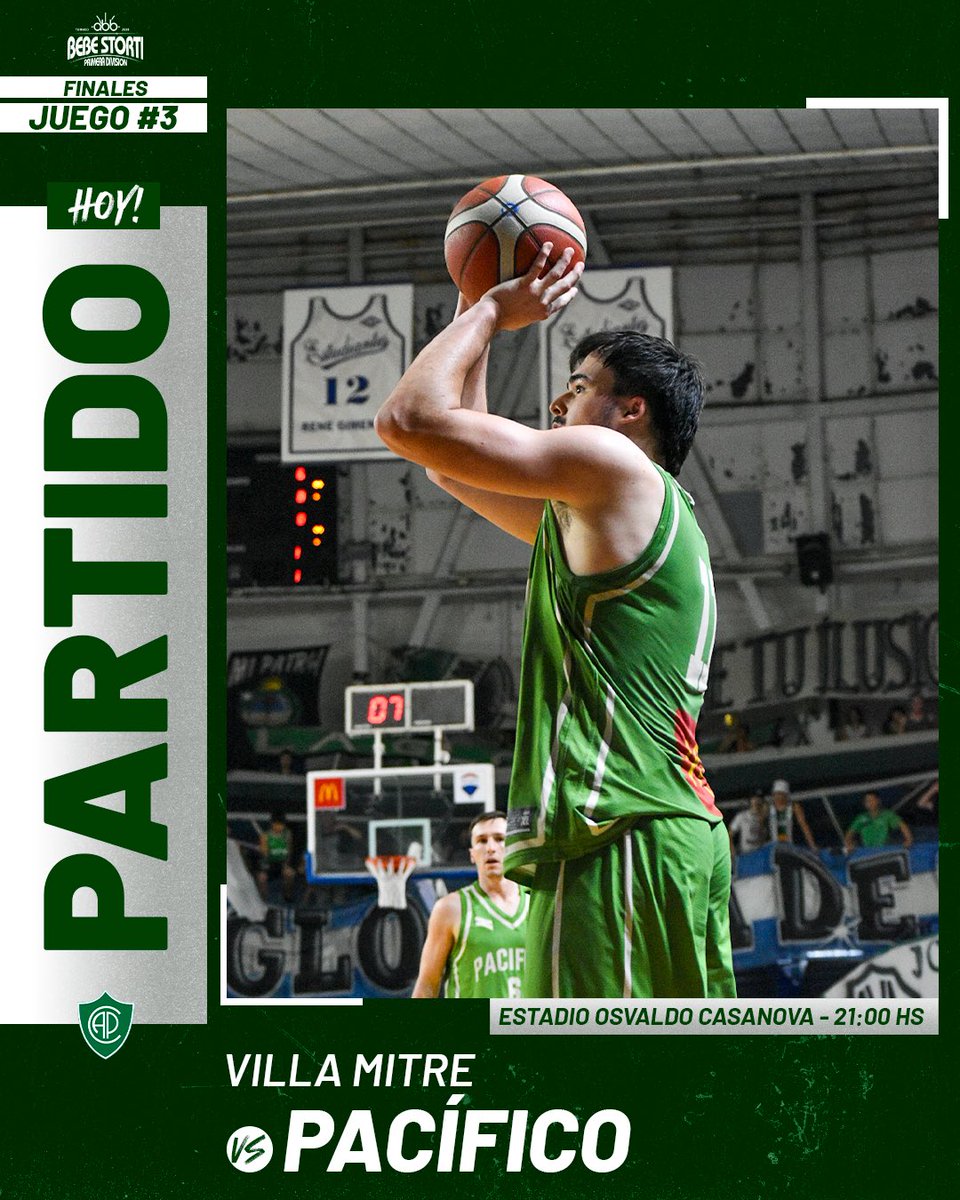 #Primera || 🏀HOY JUEGA PACÍFICO!

Esta noche disputamos el tercer juego de las finales del clausura ante Villa Mitre💪

Nuestros hinchas ingresan nuevamente por calle O’Higgins 👉 ¡A copar el Casanova!

📆 Jueves 11/12
⏰ 21:00 HS
📍Estadio Osvaldo Casanova
🆚 Villa Mitre