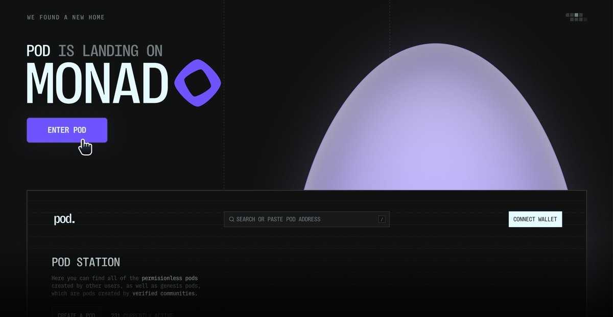 New chain, new era
POD is moving to <a href="/monad/">Monad (mainnet arc)</a> 

It’s time to incentivize and accelerate everything 🟣
