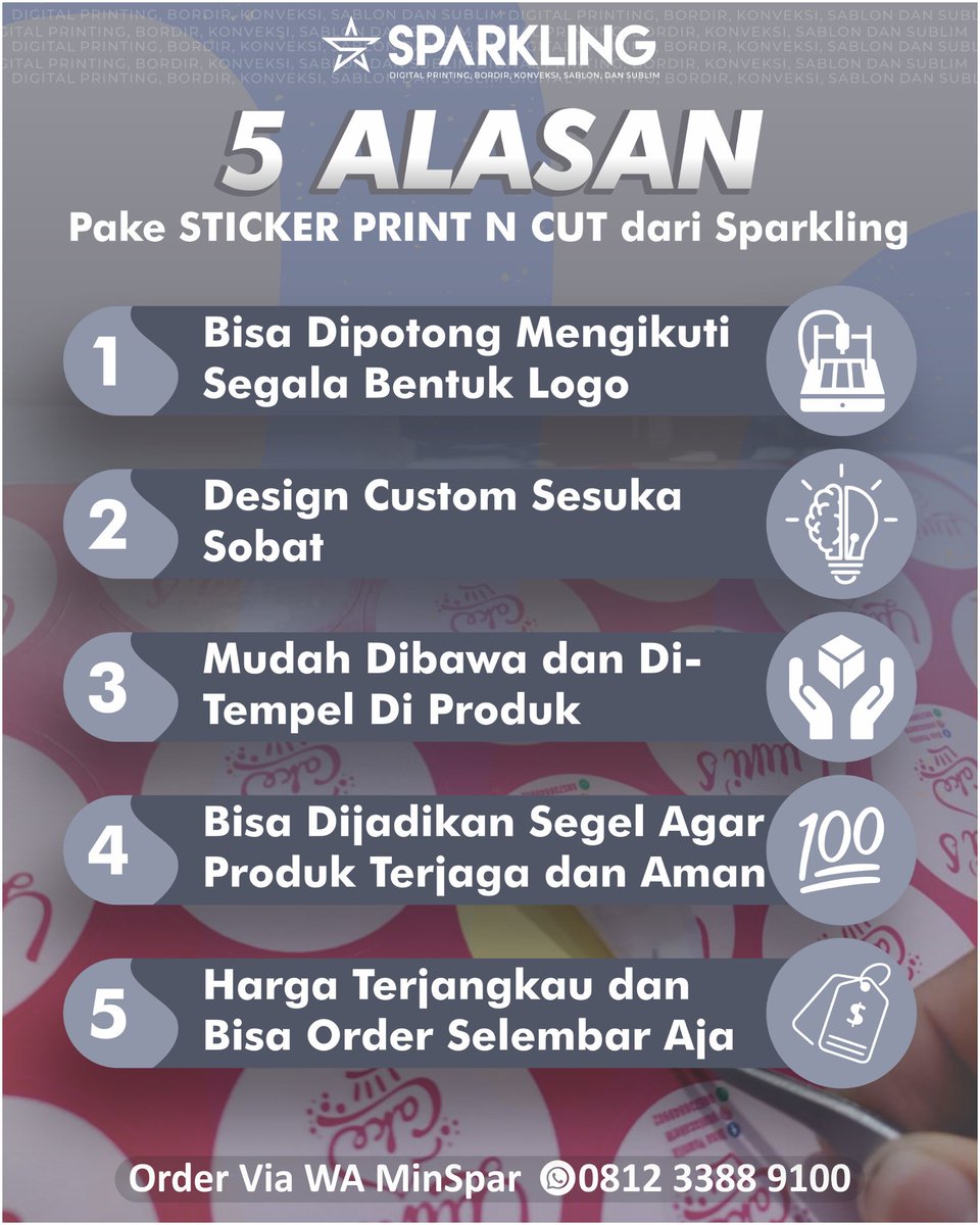 Sparkling_DP's tweet image. Emang bisa ya bikin produk sobat 𝐆𝐋𝐎𝐖-𝐔𝐏 cuma gara-gara sticker? 🤔✨
Sini-sini simak 𝘼𝙇𝘼𝙎𝘼𝙉 𝙇𝙊𝙂𝙄𝙎 dari MinSpar 🤝

 Chat MinSpar untuk order di: wa.me/6281233889100
#stickerprintandcut #stickercustom #stickercutting #sparklingdigitalprinting