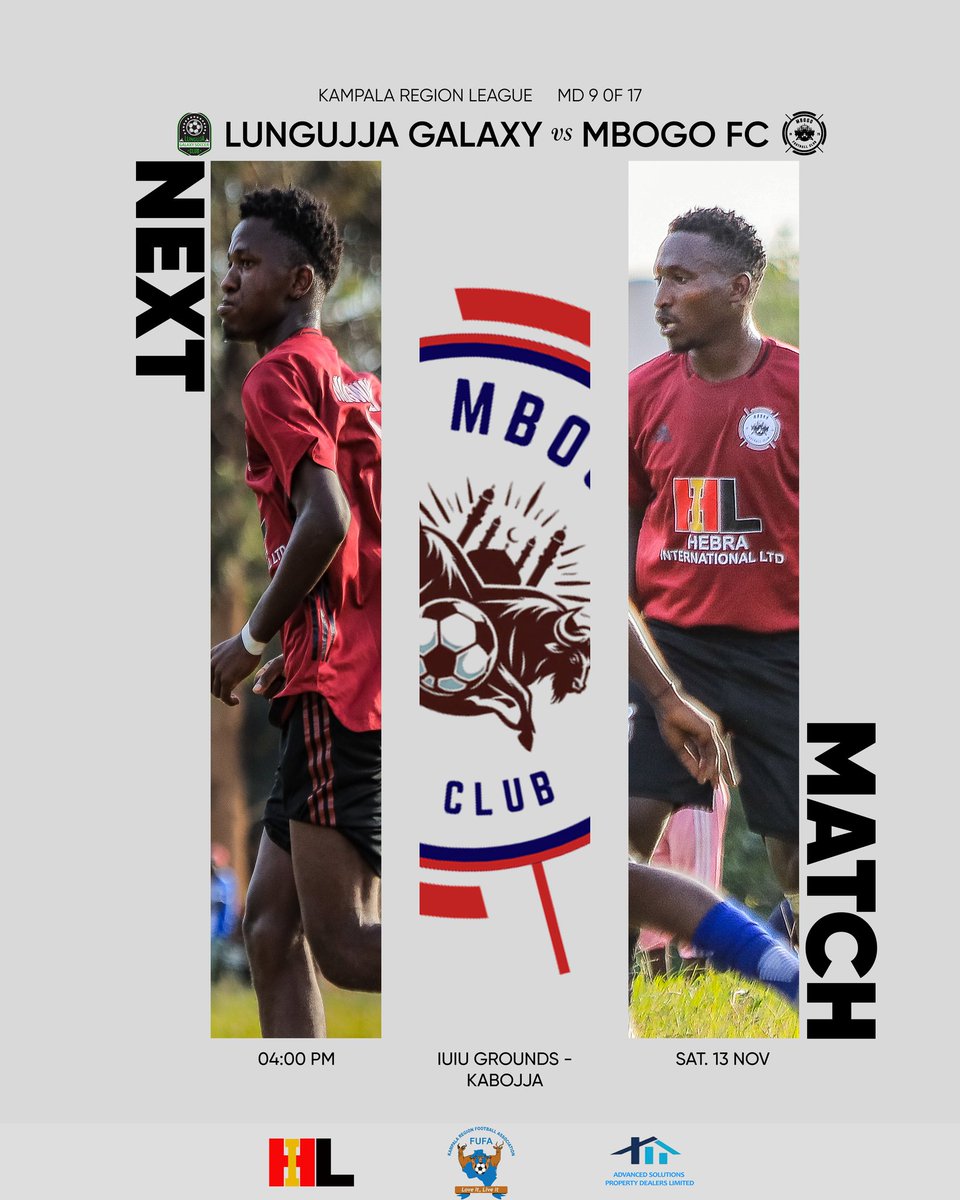 NEXT STOP: KABOJJA!!!

Mbogo FC heads to IUIU Grounds this Saturday for an away day against Lunguja Galaxy.

Another big challenge. Another chance to fight for points.

 KICK-OFF: 4:00 PM.