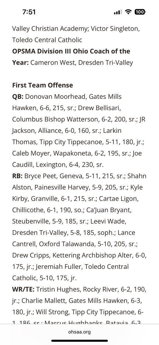 BrycePeet's tweet photo. Blessed to be named 1st team All Ohio! https://t.co/EPymeuqN6m