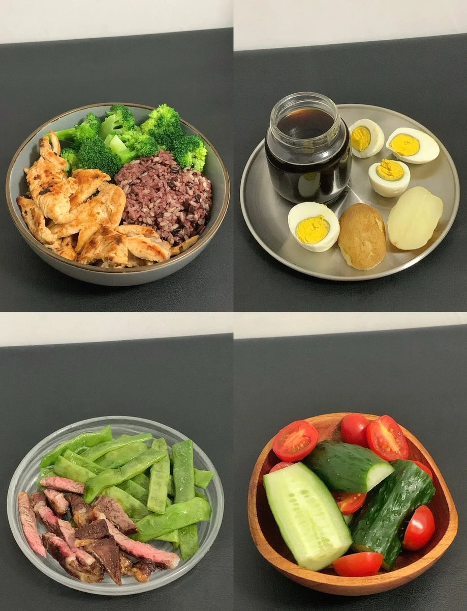 EKO_PUBG's tweet photo. 今日份元气午餐！糙米饭+香煎鸡胸肉+清炒时蔬，简单搭配也能吃出家的满足感～ https://t.co/DUWHIUJg7x