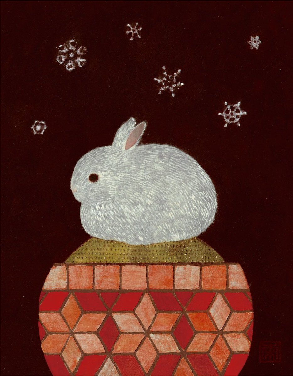 作品名 :左「スノーボール兎、青」 右「スノーボール兎、赤」 制作年