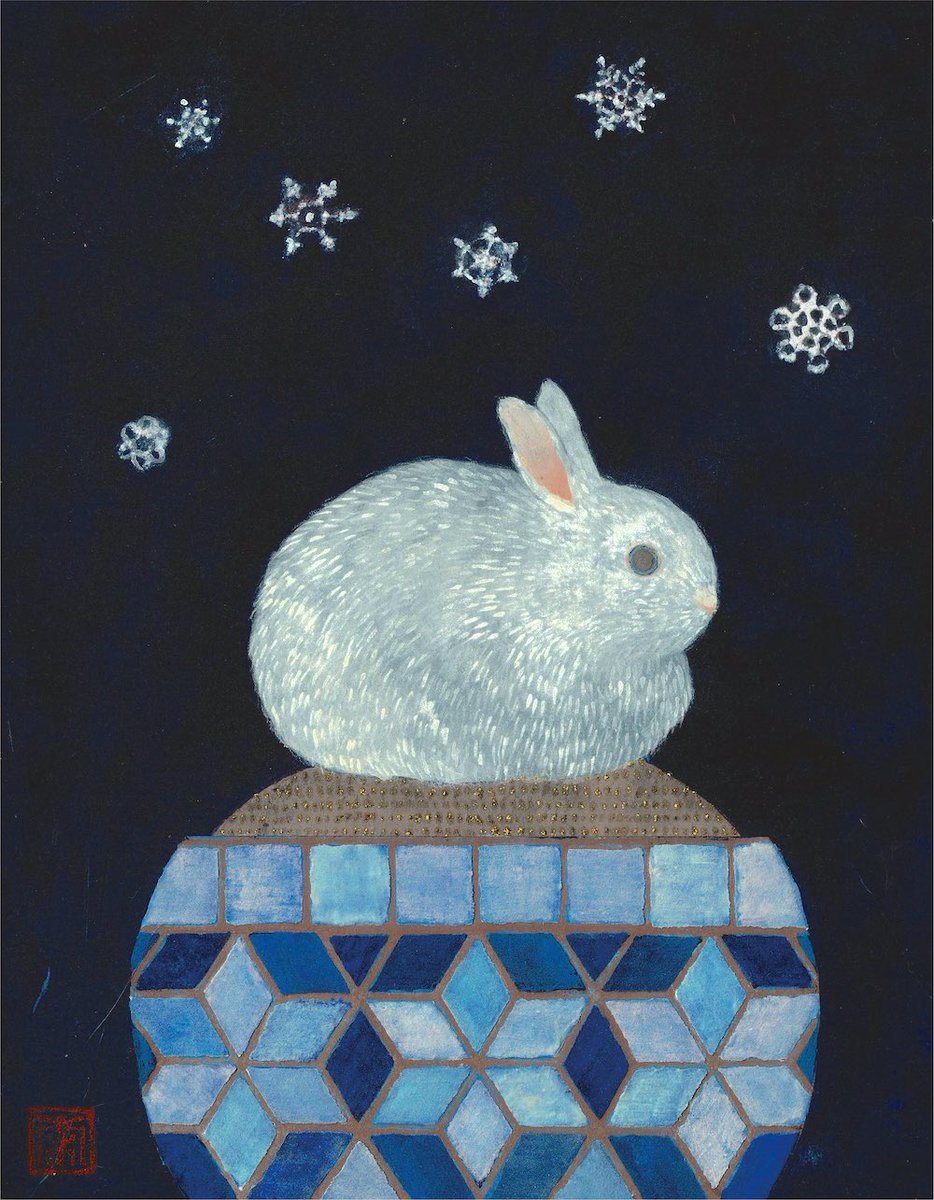 作品名 :左「スノーボール兎、青」 右「スノーボール兎、赤」 制作年