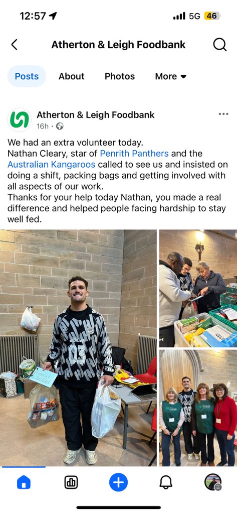 Nathan Cleary helping out at a food bank in the north-west. 👏