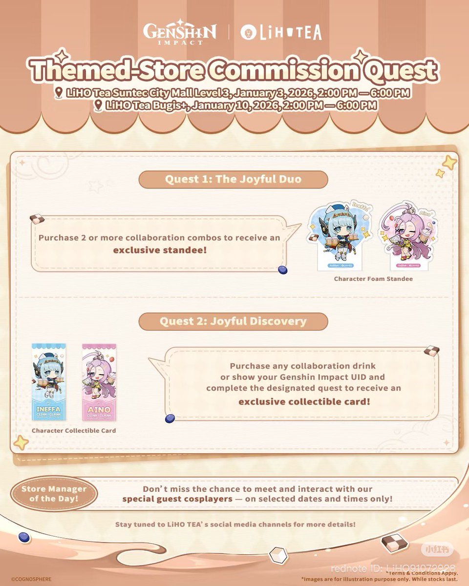 Genshin Impact x LiHO TEA Collaboration in Singapore ⏰22 December