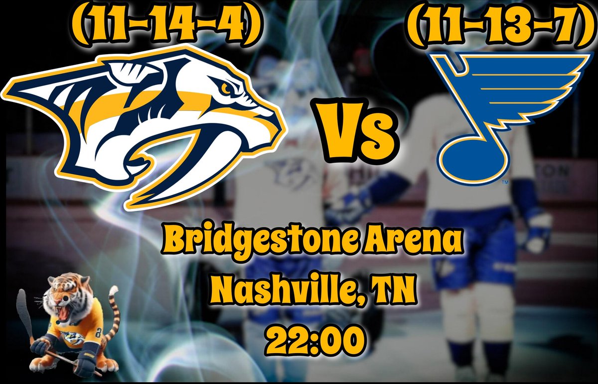 PredatorsBr's tweet image. #GameDay @PredsNHL (11-14-4)

🆚 @StLouisBlues (11-13-7)
🏟 @BrdgstoneArena, Nashville, TN 
⏰ 22:00 (BRT)
📍Jogo 30 / 82
🇧🇷 @STLBluesBrazil

🏒 O'Reilly (22P) / Evangelista (20P) - NSH
🏒 Thomas (20P) / Holloway (17P) - STL

Preds L10 (5-5-0)
Blues L10 (5-4-1)

#Smashville