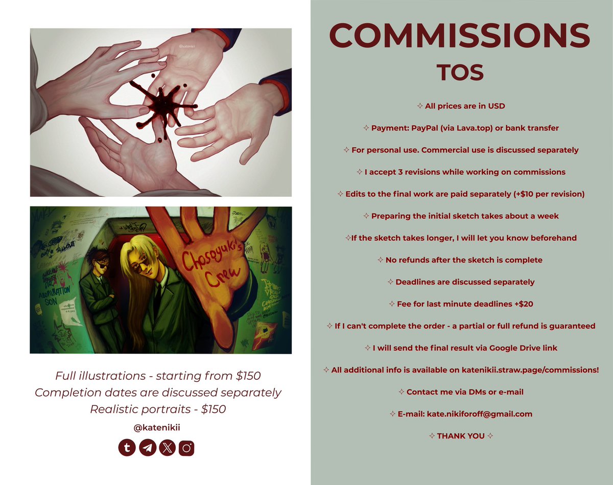 COMMISSIONS OPEN!

I need $800 for my upcoming surgery (in February), and I'm open to work!