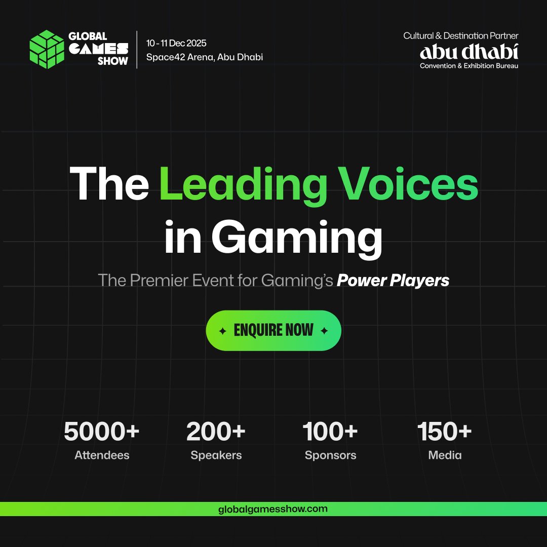 🎮 The Global Games Show is back!

📍 Abu Dhabi 
🗓️ 10-11 Dec 2025

 Join 5000+ attendees, 200+ speakers, 100+ sponsors &amp; 150+ media at gaming’s premier event.

globalgamesshow.com
 #GlobalGamesShow #GGS2025 #GamingIndustry #Esports #Aimojo