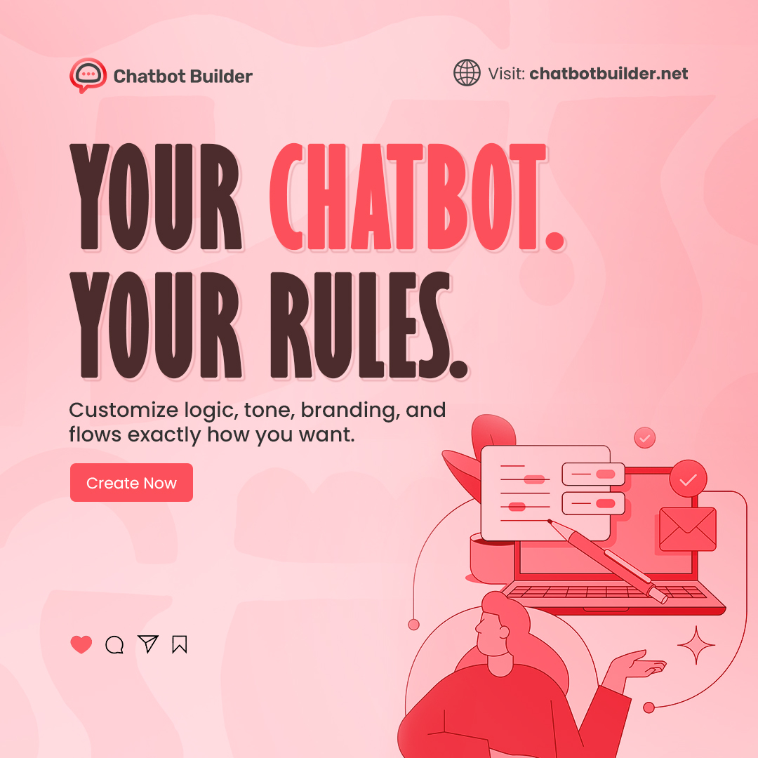 chatbotbuilderx's tweet photo. Your Chatbot. Your Rules.
Customize the tone, logic, branding, and flows, build a bot that feels exactly like your brand.
✨ Create Now! Link in comments.
#ChatbotBuilder #AIChatbots #ConversationalAI #BrandAutomation #MarketingTools #ChatbotDesign https://t.co/Re2mPVE9Ox
