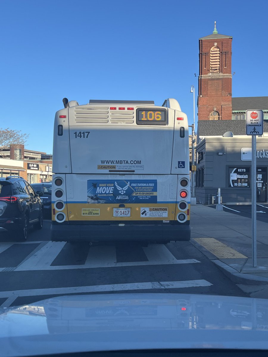 How are you driving? Not well, <a href="/MBTA/">MBTA</a>. Blocking the entire crosswalk.