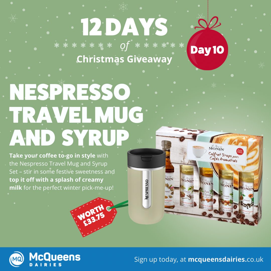 ✨12 days of Christmas competition✨

🎅Day 10- Nespresso Travel Mug and Syrup

HOW TO ENTER: 
🎁FOLLOW @dairiesmcqueens
🎁LIKE AND RETWEET
🎁TAG A FRIEND

🎉EXTRA ENTRIES are also available on our Facebook and Instagram.
