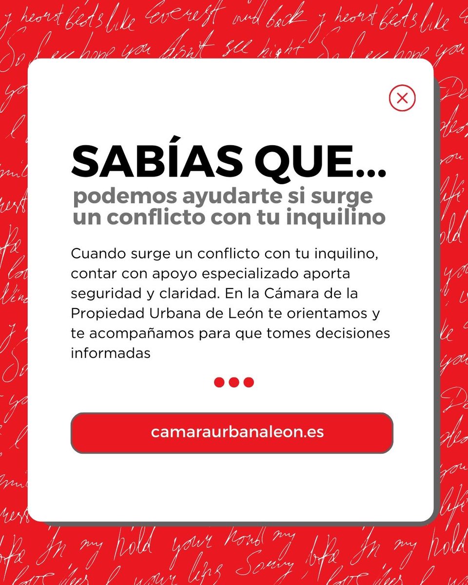 ¿Sabías que… podemos ayudarte si surge un conflicto con tu inquilino?

Ante cualquier desacuerdo en un alquiler, disponer de orientación experta te permite actuar con seguridad y proteger tus derechos como propietario. 

#propietariosleon #alquilerseguro #camarapropropiedad