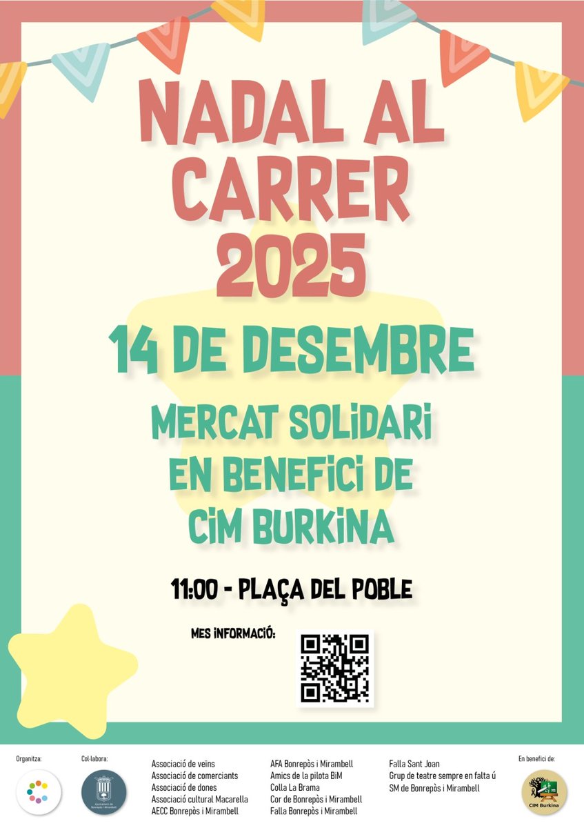 RECORDATORIO | Este domingo tenemos Nadal al Carrer 🎅🎄 A partir de las 11h te esperamos para disfrutar de una mañana solidaria y llena de ambiente festivo, todo a beneficio de la asociación CIM BURKINA 🇧🇫

¡Ven, participa y vive el espíritu del Nadal al Carrer con nosotr@s!🎁✨