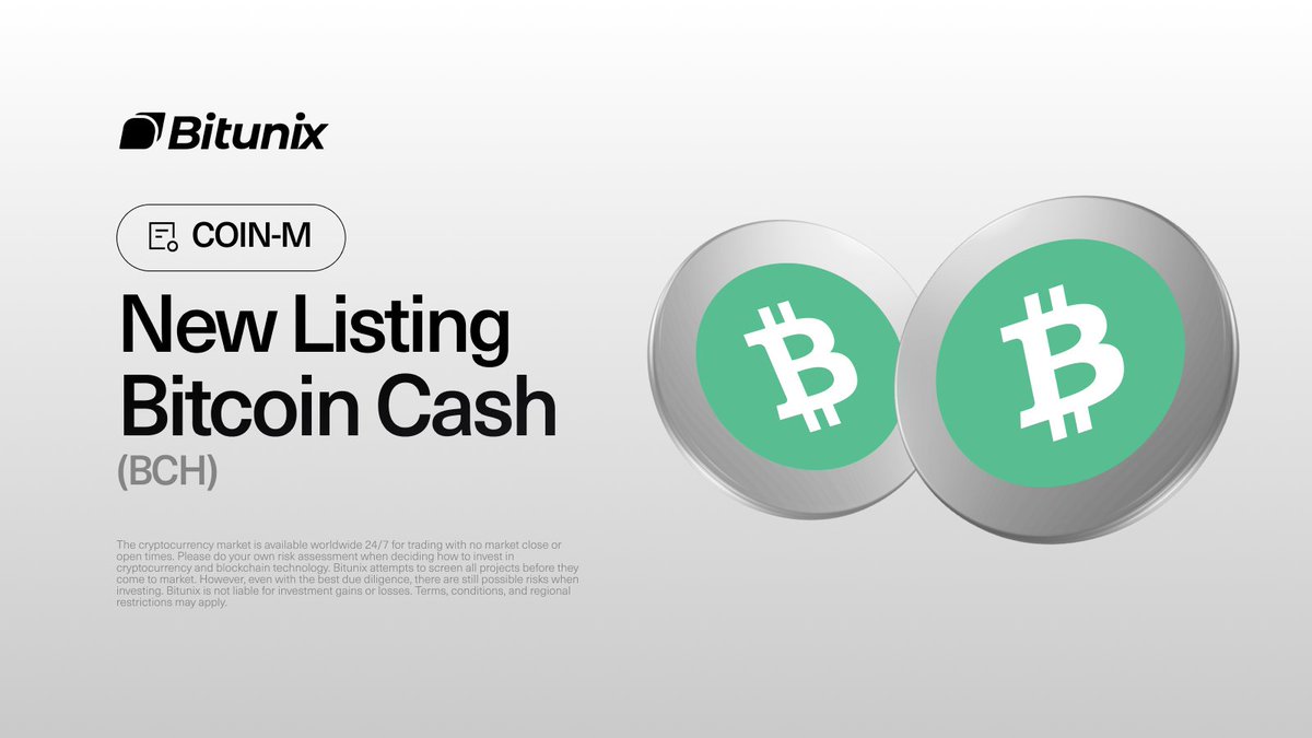 BitunixOfficial's tweet image. $BCH @thebitcoincash_ is now live on Bitunix Coin-M Futures!

🔥 Start trading: bitunix.com/p/0BCHcoinM