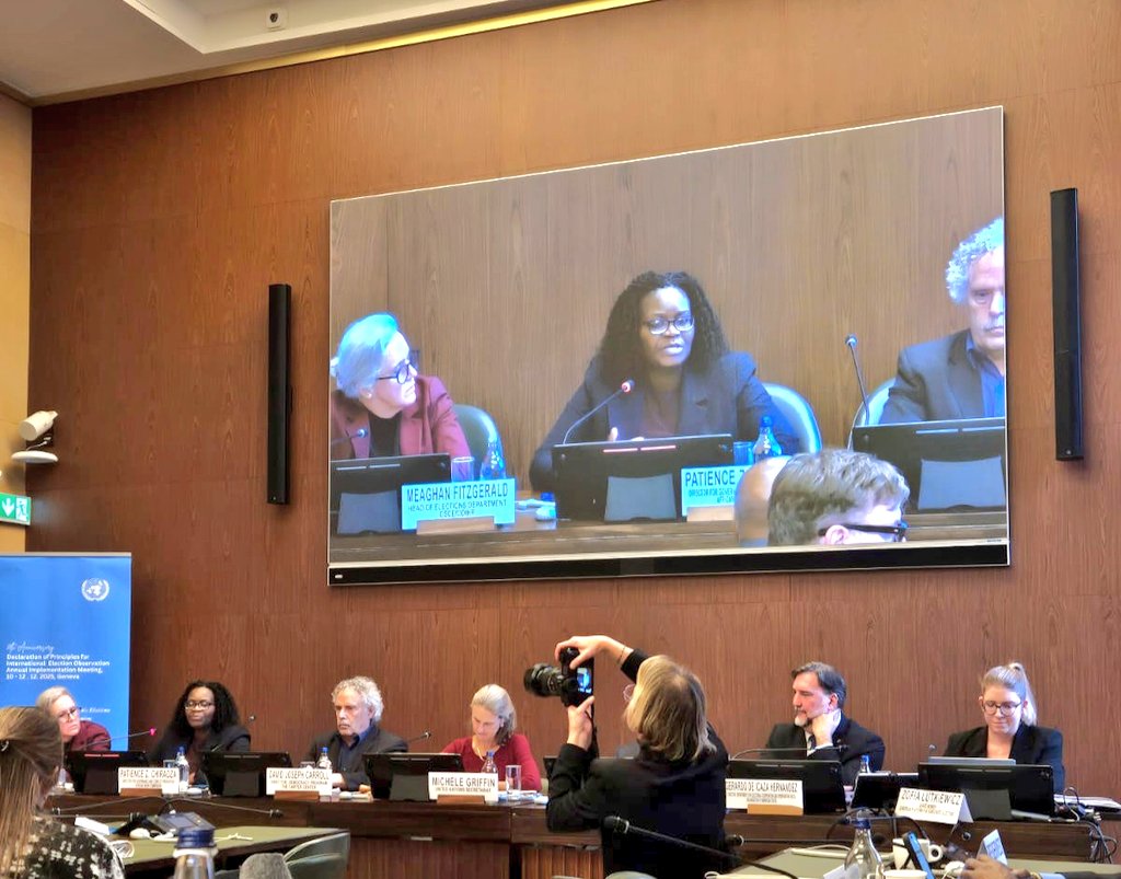 AUC_PAPS's tweet photo. Speaking at the #DoP20, during the session dedicated to the taking stock of the 2 decades of the #DoP, the @_AfricanUnion Director for Governance and Conflict Prevention, Ms @PatienceChirad3, recalled that the AU's role is not only to observe elections, but also to assist its member states to improve in terms of their electoral processes depending on respective context.