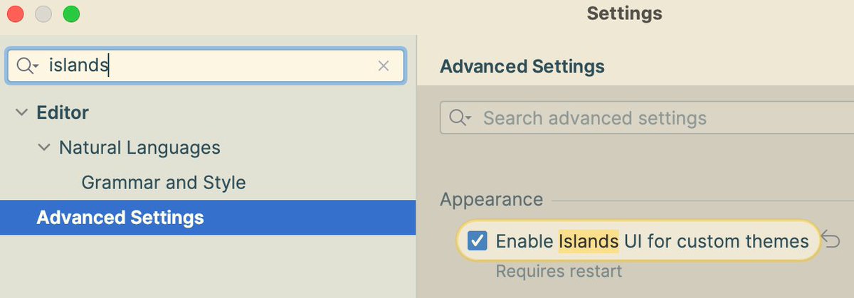monitaurus's tweet image. If you want to use the new @phpstorm 2025.3 Islands layout, but keep your custom theme, toggle this in the settings:

&amp;gt; &quot;Enable Islands UI for custom themes&quot;

Now, I can keep Solarized with Islands ☀️😎🏝️