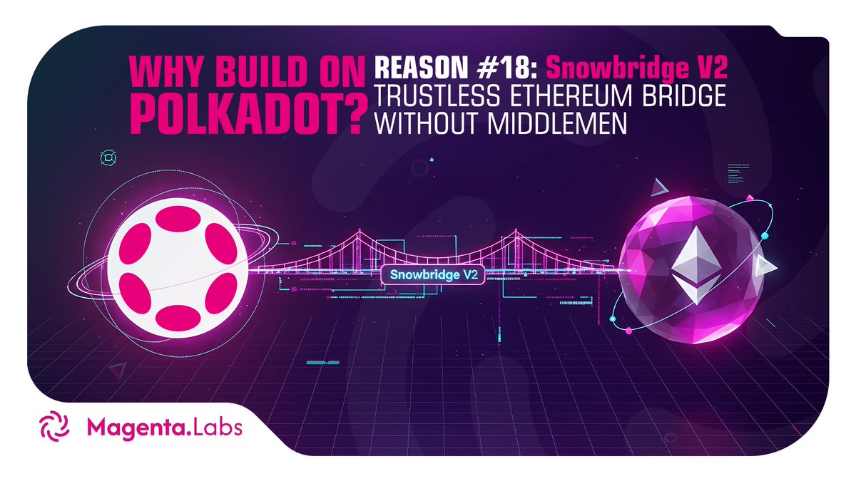 Why Build on Polkadot?

Reason #19: Snowbridge V2, the trustless connection to Ethereum

Bridges usually fail for one reason: trust.
Multisigs get compromised. Committees collude. Oracles drift. Entire architectures hinge on actors who can break the chain.

Snowbridge V2 removes