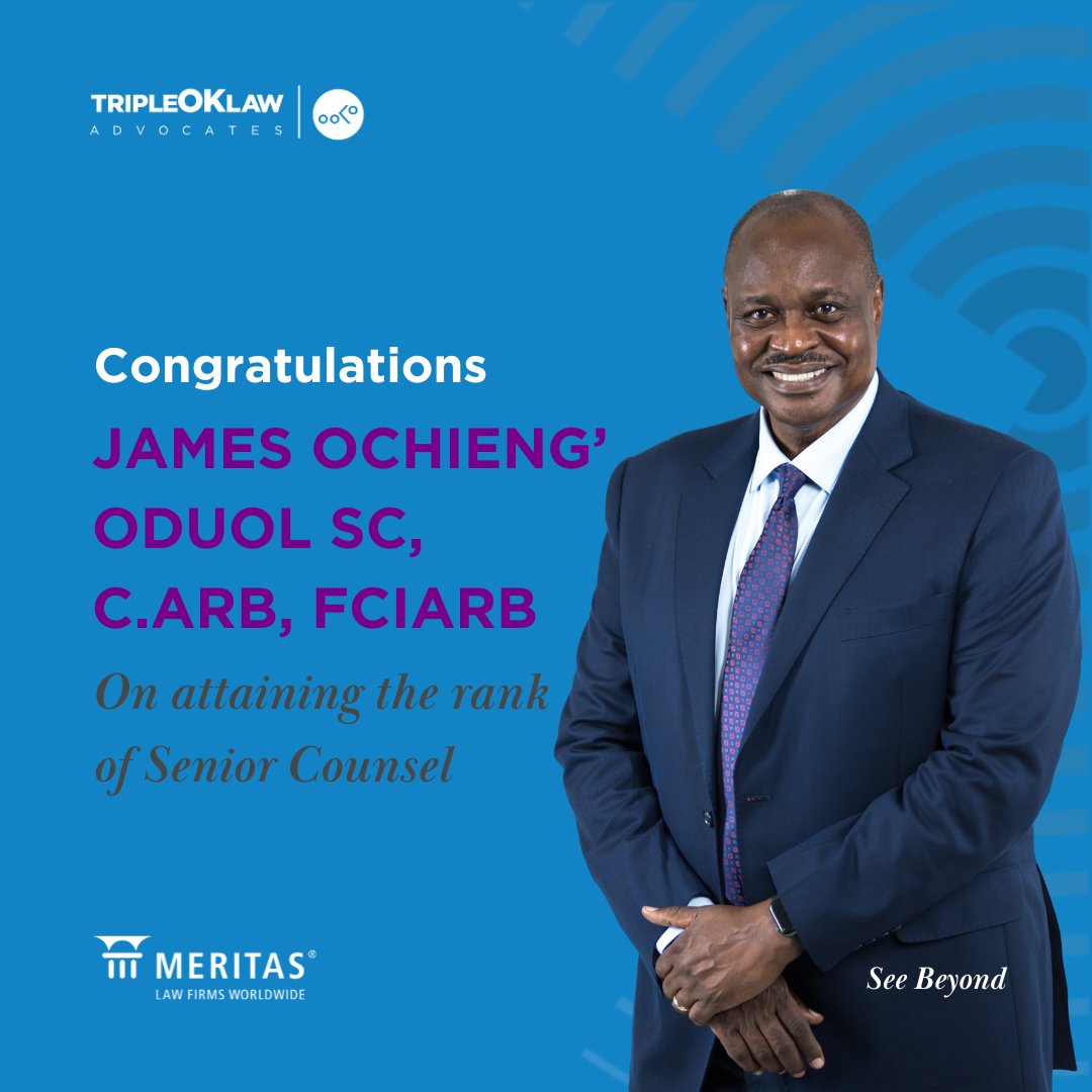 Congratulations <a href="/JamesOduol/">James Ochieng' Oduol</a> on your conferment as #SeniorCounsel.

For 38 years <a href="/JamesOduol/">James Ochieng' Oduol</a> has argued landmark cases shaping Kenya’s legal landscape and mentored many of the nation’s finest legal minds.

A well-deserved honour for an exceptional leader, mentor &amp; pacesetter.