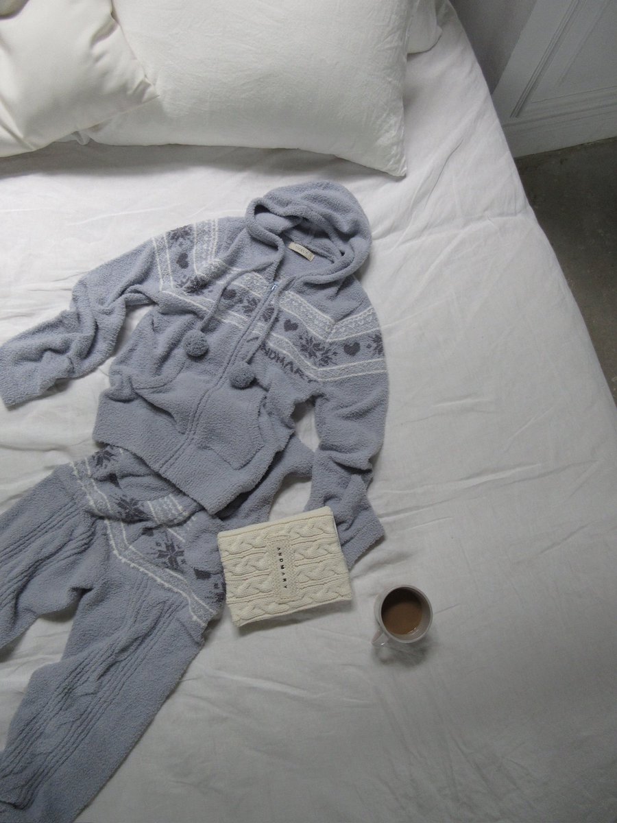 ROOM WEAR andmary Eve knit nordic hoodie babypink andmary Eve knit
