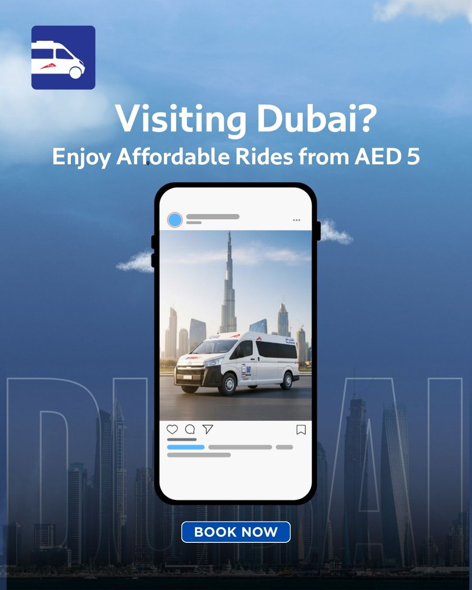 TheBusOnDemand's tweet photo. Make the most of your Dubai vacation. Travel between destinations in our service zones for AED 5, and add a plus one for only AED 4. Simple, affordable, and tourist-friendly.
#dubai #travel #dubaibusondemand https://t.co/XEn6wb2ZNz