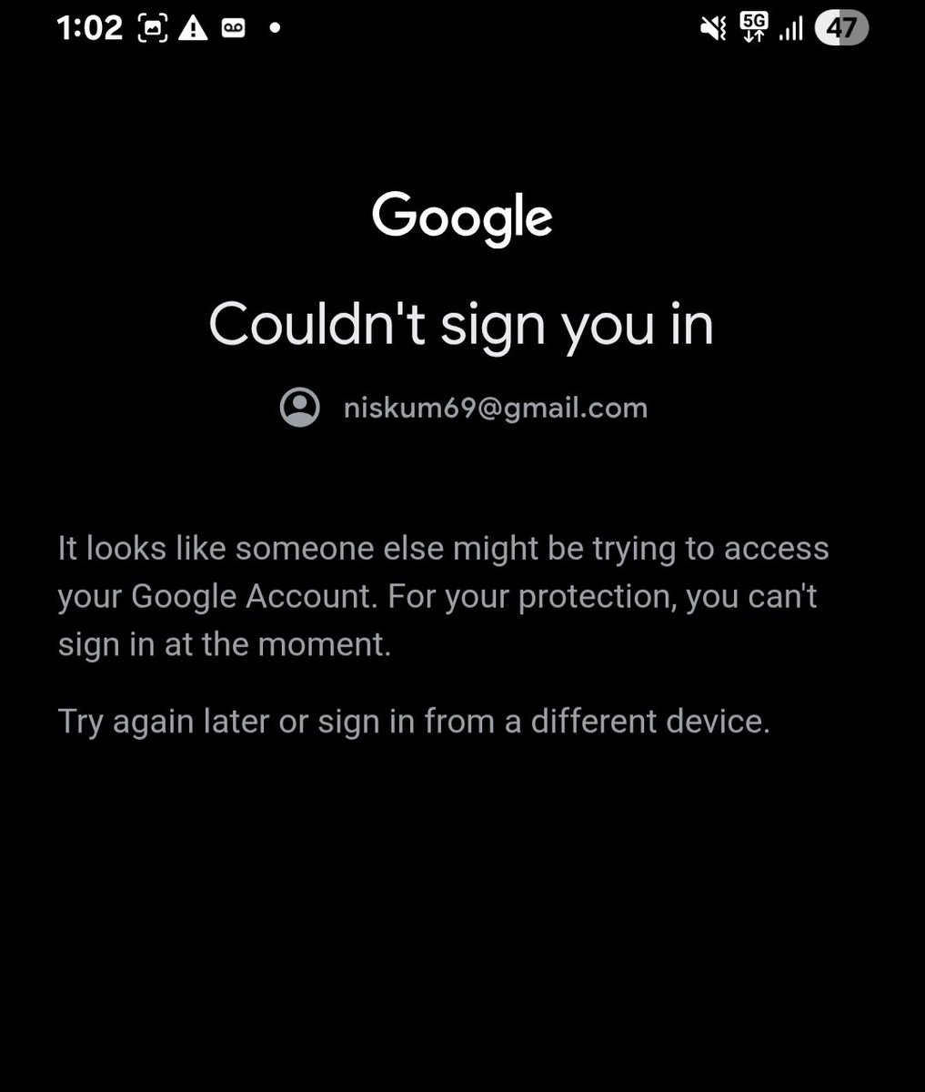 nishchaypan's tweet photo. @GoogleIndia @Google @YouTube @YouTubeCreators @YTCreatorsIndia
@googledevs"My Gmail (niskum69@gmail.com) has 2-step verification. I lost my old phone, I don’t remember the password, and the verification code also comes to the same Gmail. So I’m unable to log in." https://t.co/w2awdn8SlX