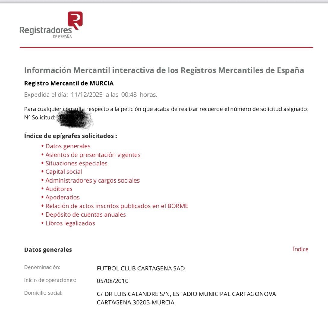 Entre ayer y hoy, estuve buceando en el  Registro Mercantil y observé cambios en el consejo de administración del FC Cartagena que, en cumplimiento estatutario y normativo (LSC) sería coherente, pero no con proceso de compraventa cerrado. Básicamente, ha renovado todo el consejo.