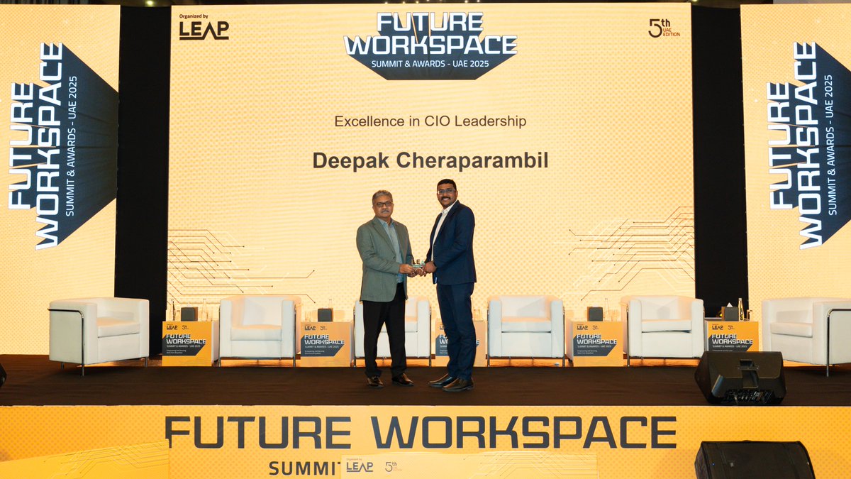 DvcomTechnology's tweet image. DVCOM takes the spotlight at the Leap Future Workspace Awards! 
@DvcomTechnology  won the "UC &amp;amp; Collaboration VAD of the Year award". @Yeastar was also awarded the "Enterprise Infrastructure Vendor of the Year". 
Driving the UC ecosystem forward across the UAE &amp;amp; GCC.
#DVCOM #UC