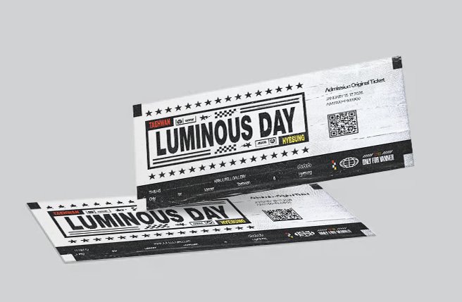 forever_vanner's tweet photo. 🎫 티켓 이미지 공개 🎫
2026 태환&amp;혜성 생일 기념 전시회 
[LUMINOUS DAY] 입장권 사전구매는 12일 자정까지 입니다. 2일 남았으니 서둘러주세요🙇🏻‍♀️
* 입장티켓은 첫날 방문시 일괄 지급됩니다.

#Luminous_Taehwan_Day
#Luminous_Hyesung_Day
#VANNER #배너 https://t.co/YKw0uD1APG