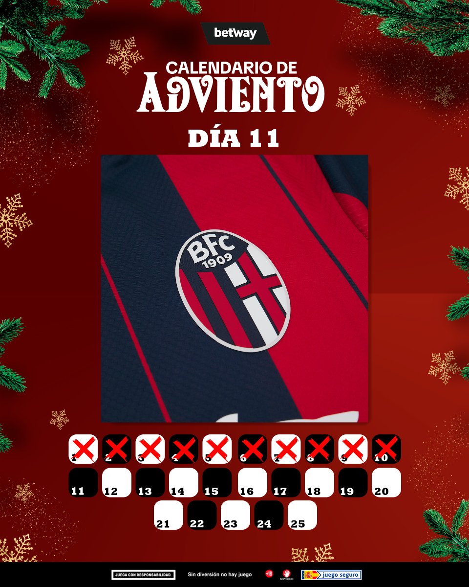 𝐃𝐈́𝐀 𝟏𝟏 𝐂𝐀𝐋𝐄𝐍𝐃𝐀𝐑𝐈𝐎 𝐃𝐄 𝐀𝐃𝐕𝐈𝐄𝐍𝐓𝐎🎁 

El Bolonia visita nuestro país en la UEFA Europa League y se enfrentará al Celta de Vigo. Para celebrar la llegada del equipo italiano a España, sorteamos su camiseta firmada por los jugadores de la primera plantilla.