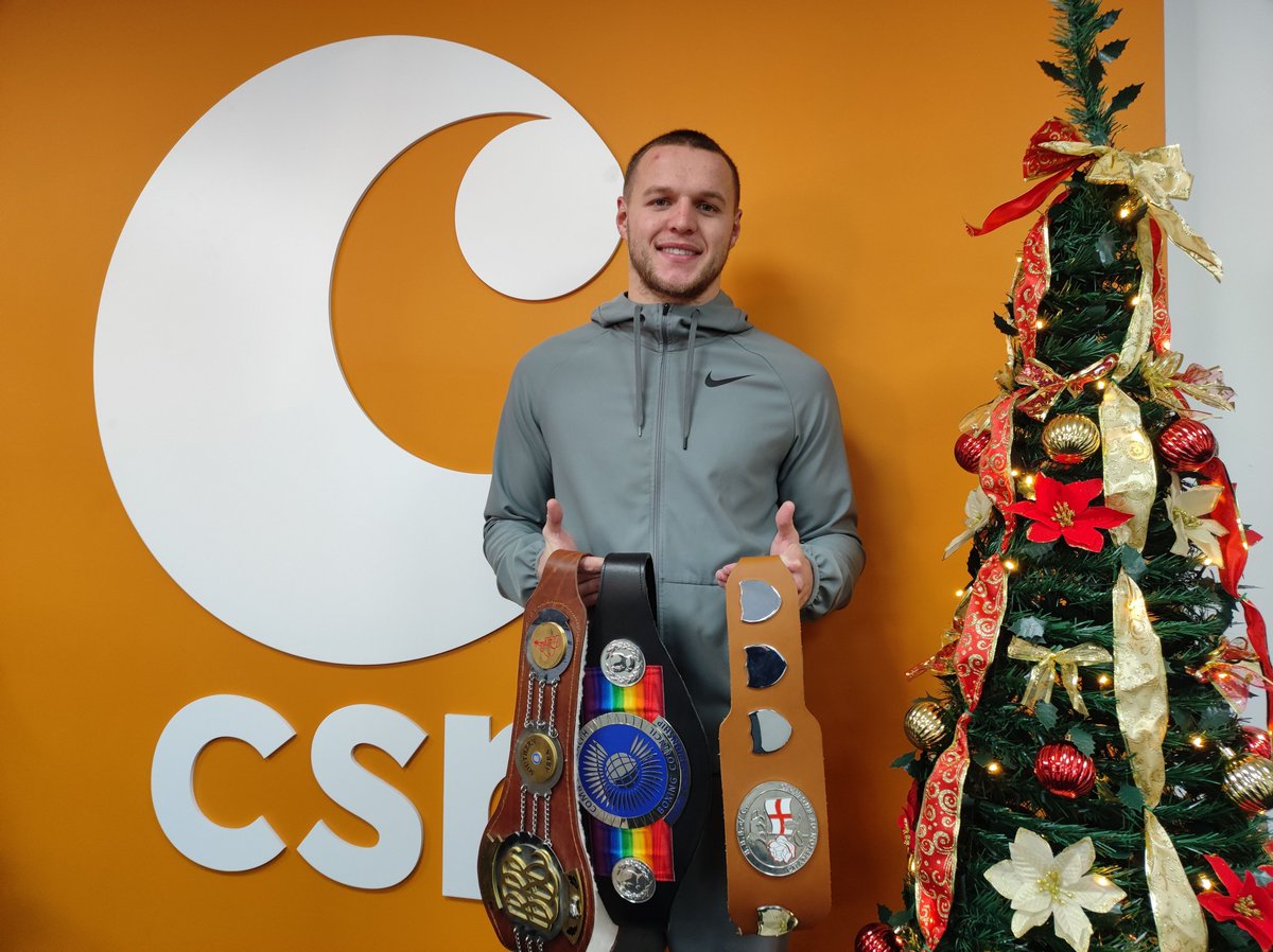 CSR__Jobs's tweet photo. Jimmy Sains popped in last week with his three belts. We’ve backed him from early on, and seeing the Southern Area, English and Commonwealth Silver up close shows just how far he’s come. He’s part of the CSR family &amp; we’re proud to support him. Big things ahead in 2026. https://t.co/YDRKzpgZ2n