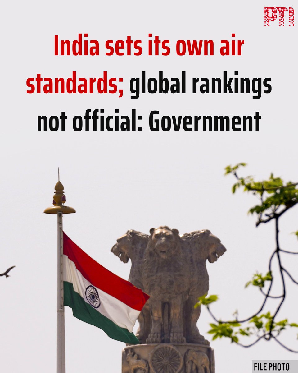 PTI_News's tweet image. STORY | India sets its own air standards; global rankings not official: Govt

The government on Thursday told Parliament that global air quality rankings cited by various organisations are not conducted by any official authority and that the World Health Organisation&apos;s (WHO) air…