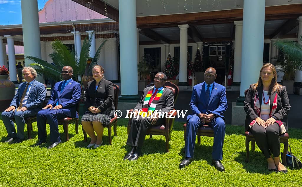 InfoMinZW's tweet photo. His Excellency, President @edmnangagwa, has received credentials from Ms. Katrin Hagemann, Ambassador-Designate of the European Union.  
#Engagement https://t.co/BAfSu0X3Bi