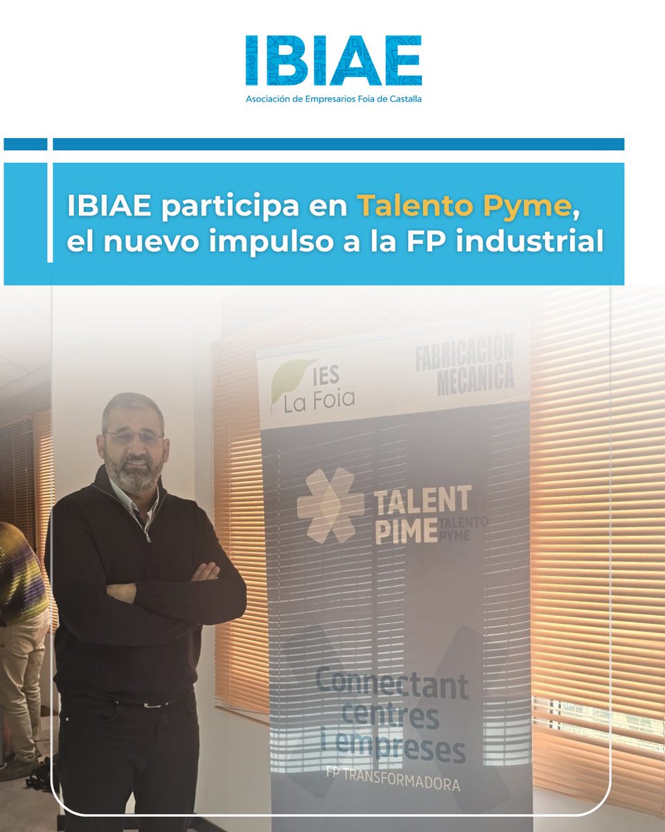 IBIAE's tweet photo. IBIAE participó en #TalentoPyme, el encuentro que conecta la Formación Profesional con la industria de la Fabricación Mecánica 🔩🤝.
Nuestro director, @hectortorrente , estuvo presente en una jornada que unió a centros de FP y empresas para impulsar talento especializado. https://t.co/JjIydMfbzK