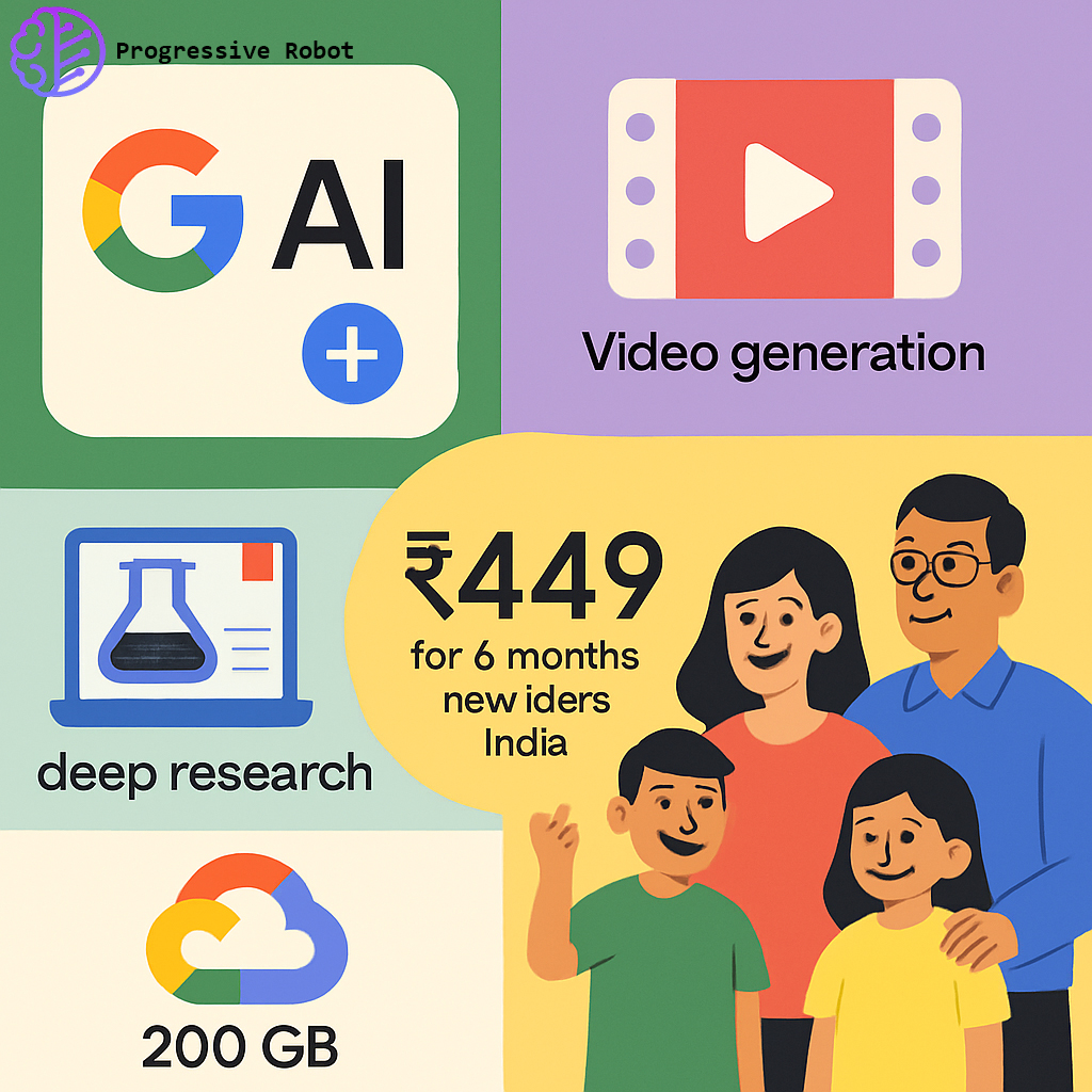 ProgresiveRobot's tweet image. Google has launched its AI Plus plan in India for just ₹199 per month for the first six months, competing with OpenAI&apos;s ChatGPT Go subscription. This move aims to tap into India&apos;s large population of potential users.
#Google #AIPlus #ChatGPTGo #India #AffordableAI