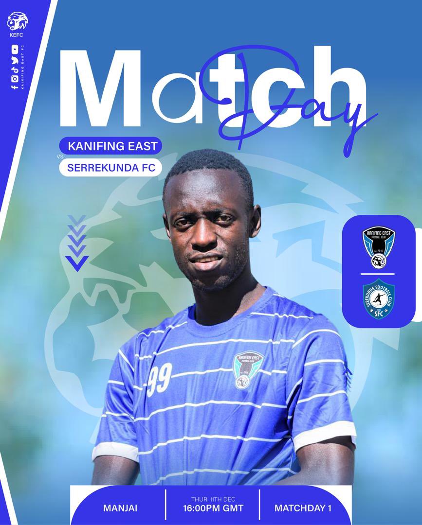 kanifingeastfc's tweet photo. 💙🏟 MATCH DAY – LET’S GO, KANIFING EAST! 🦁

It’s finally here — Matchday 1 of the 2025/2026 season!
Today, Kanifing East FC steps onto the pitch to take on Serrekunda FC, and the entire community is right behind our boys. https://t.co/Yk8R2Qu0xs