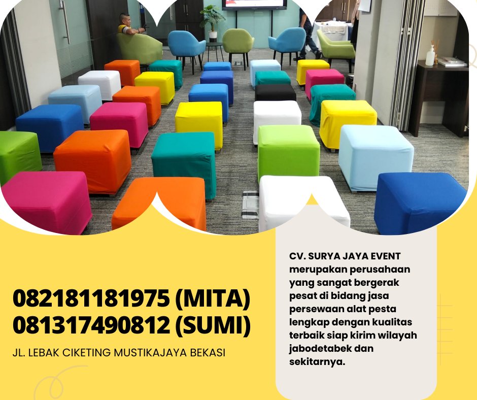suryajayaevent1's tweet image. MENYEWAKAN SOFA PUFF WARNA - WARNI WILAYAH BOGOR

lnformasi ebih lebih lanjut bisa menghubungi nomor dibawah ini via wa atau sms : 082181181975 ( mita) 081317490812 (sumi)

#sewasofapuff #sofapuff #sofa