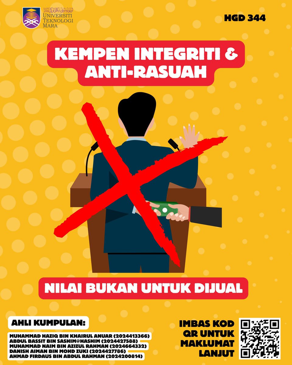 junnaim1457's tweet photo. KATAKAN TIDAK PADA RASUAH

Rasuah membunuh integriti

#Journalife
#JRN500 https://t.co/0eXHP5312r