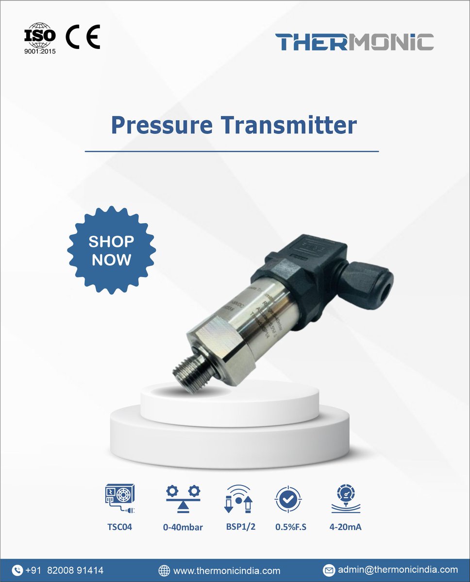 “Drive next-level operational efficiency with Thermonic’s high-precision Pressure Transmitter — engineered for accurate, reliable, and stable performance even in the most demanding industrial environments. ns #IndustrialEfficiency #SmartInstrumentation #AutomationTechnology