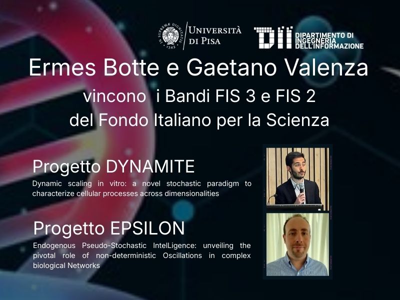 DII_Pisa's tweet photo. 💥 🏆 Un grande successo per la ricerca in #bioingegneria del Dipartimento, che si vede riconosciuti ben due bandi #FIS - Fondo Italiano per la Scienza.
I due riconoscimenti sono andati a Gaetano Valenza (#fis2) ed Ermes Botte  (#fis3)
https://t.co/0waQL2sbrr
@Unipisa https://t.co/41xGJ9780E