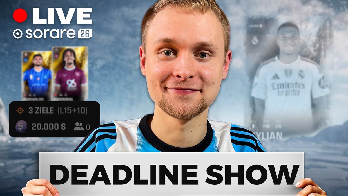 Jeden Freitag 16Uhr
Die Jakob &amp; Friends #Sorare DEADLINE Show📢

Mit Gäste, ohne Gäste, kein Zeitlimit, kein festes Thema

Plan: bis 16Uhr baut jeder Lineups &amp; danach starten wir gemeinsam 16-19Uhr ins Wochenende
*InSeason Teams können noch gebaut werden

Ich freu mich!😍