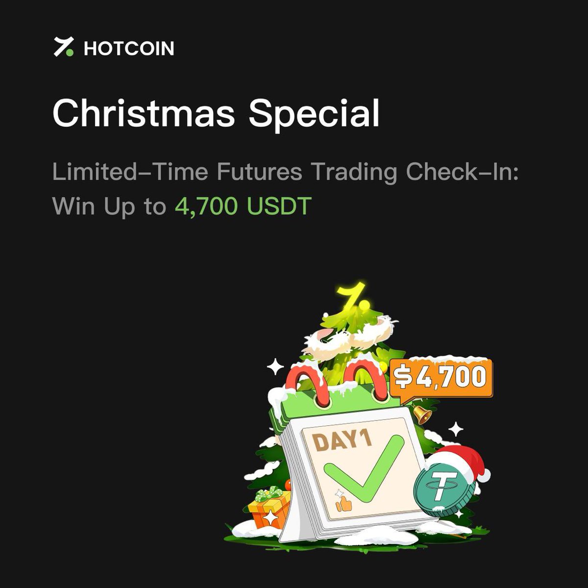 HotcoinGlobal's tweet photo. 🎄 Hotcoin Christmas Trading Challenge is ON!

✅ Deposit + Daily futures check-in
💸 Daily airdrops, up to 4,700 USDT per user
🎁 250,000 USDT total prize pool
📅 Dec 10-20, 19:00 (UTC+8)

👉 Show up. Trade. Stack rewards. We got your Christmas covered 🎅
👉Join Now: https://t.co/NtnImbqo3Q

#Hotcoin #ChristmasEvent #Airdrop #CryptoRewards #USDT #TradingEvent