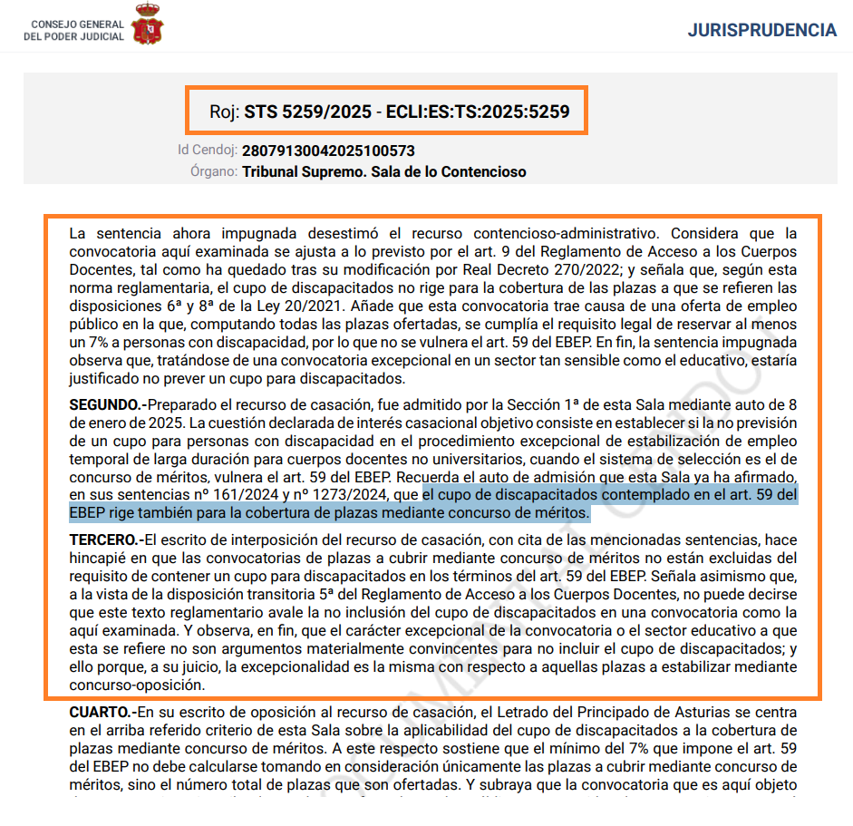 ADPSE_'s tweet photo. 🟠 #Convocatoria de plazas a cubrir mediante concurso de #méritos.

🟠 "El #cupo de #discapacitados contemplado en el art. 59 del #EBEP rige también para la cobertura de plazas mediante #concurso de méritos".

➡️https://t.co/4P22L7zqo6

#Discapacidad #EmpleoPúblico #Supremo https://t.co/9YVN2azYqE