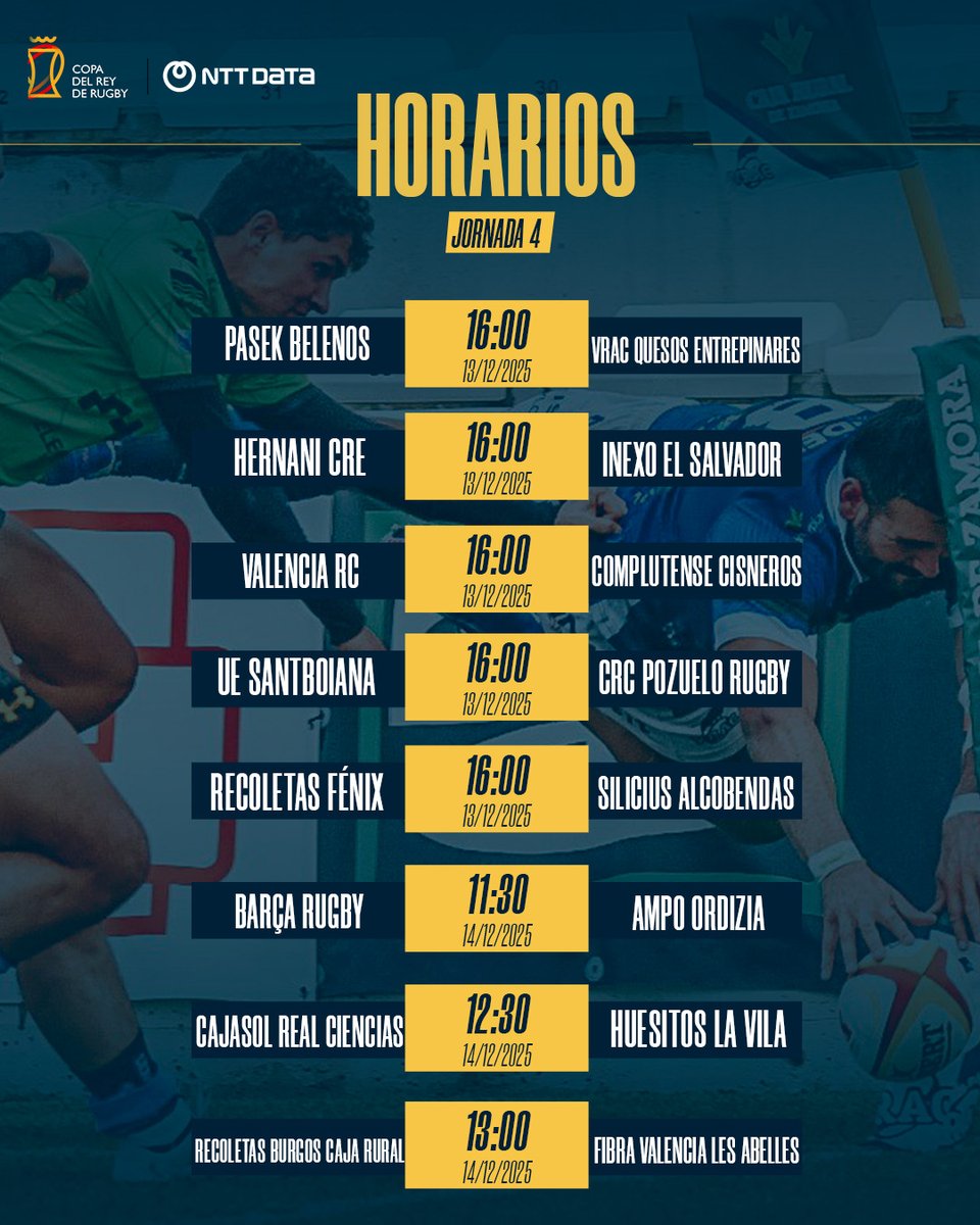 DHFerugby's tweet photo. ⌚️ 𝐇𝐎𝐑𝐀𝐑𝐈𝐎𝐒 Jornada 4️⃣ de #CopaRugby 

#LoQueNosUne https://t.co/GI7JYPG5vB