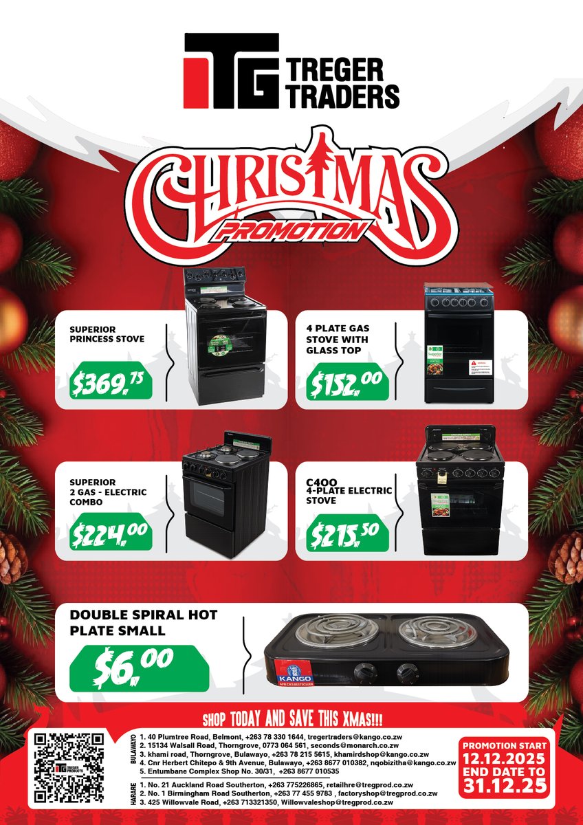 Cook up some holiday magic! 🎅✨ Check out our special Christmas promotion and save big!🎄 #XmasDeals #TregerTraders #Kango to the people