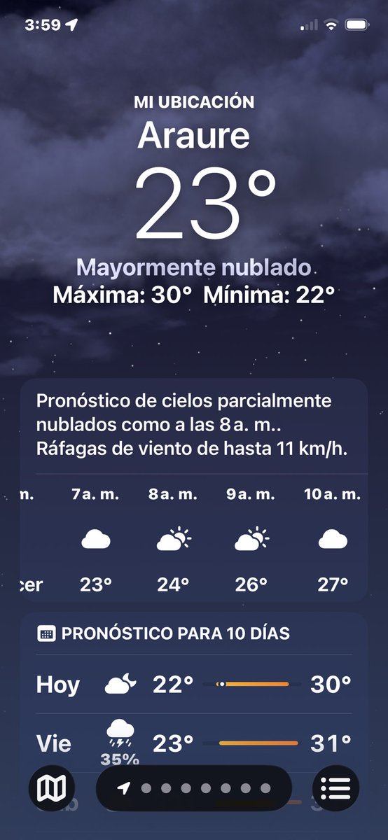 PortuguesaTV's tweet photo. #Dic11 Un día después. La App del clima pronostica para la zona de #Acarigua #Araure https://t.co/Yk1bbykCtq