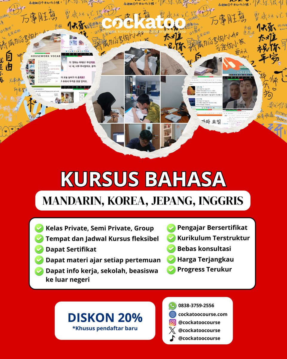 Kursus Bahasa Mandarin, Jepang, Korea & Inggris tweet media