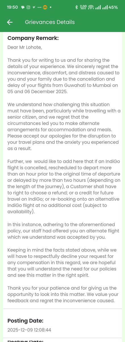 rishirich_96's tweet photo. @IndiGo6E All these promises are only for social media..on ground reality the Indigo customer care is denying any compensation..For me no hotel accommodation was provided and I haven't received any compensation even when my flight was cancelled between the said period of compensation. https://t.co/CgMu941JUU