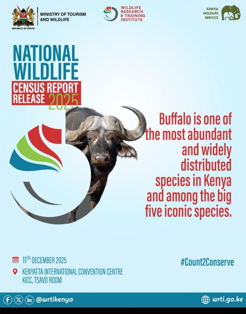 iLnico4real's tweet photo. The 2025 Wildlife Census is a collaborative effort led by WRTI, KWS, KNBS, and partners—uniting science, conservation, and community for Kenya’s future. Let’s champion evidence-based wildlife protection.
#Count2Conserve NationalWildlifeCensus2025 WildlifeCensus https://t.co/uUoUPMXnEW