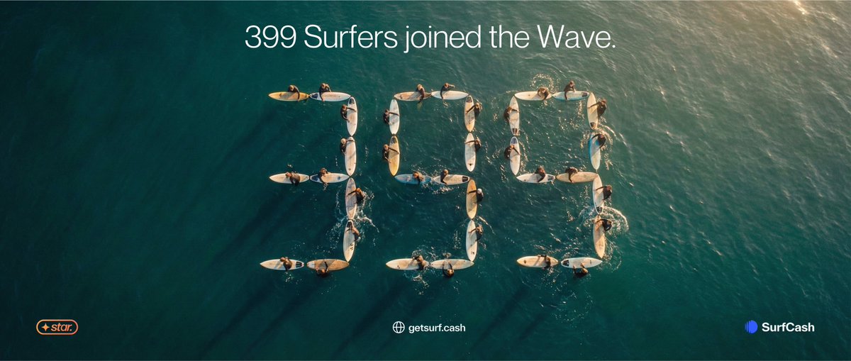 surfcashx's tweet image. $SURF raise officially closed @stardotfun 
$754K committed, $450K accepted, and 399 absolute legends backing the mission.
Next stop: public launch + trading on Dec 11. 
surf szn activated 🌊